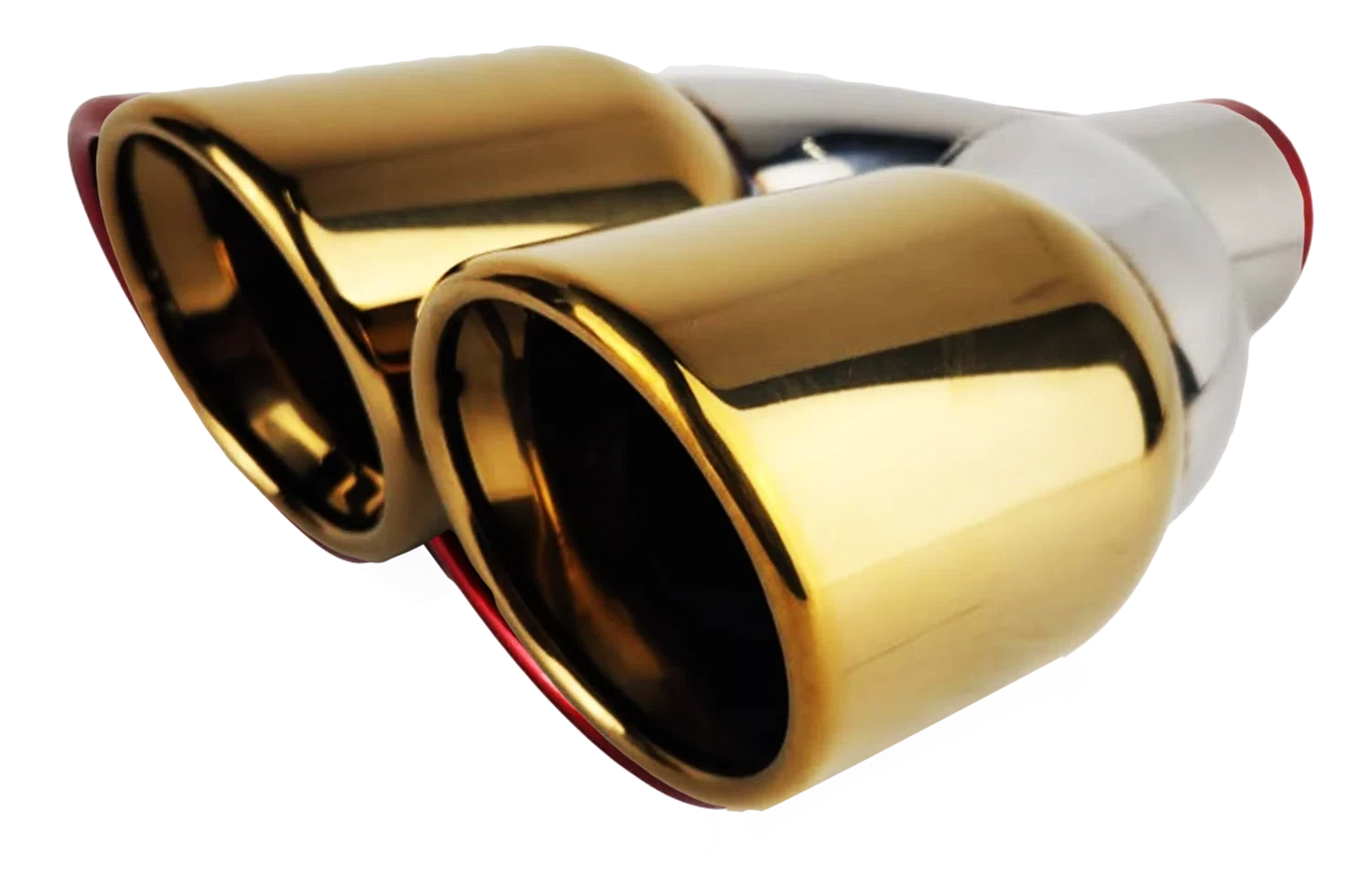2.25_ IDX3.5_X9_ -Dual Double Wall Slant Cut Stainless Gold Exhaust Tip 2568GD